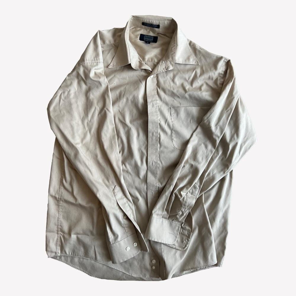 Mens Vintage Haggar black label tan dress shirt